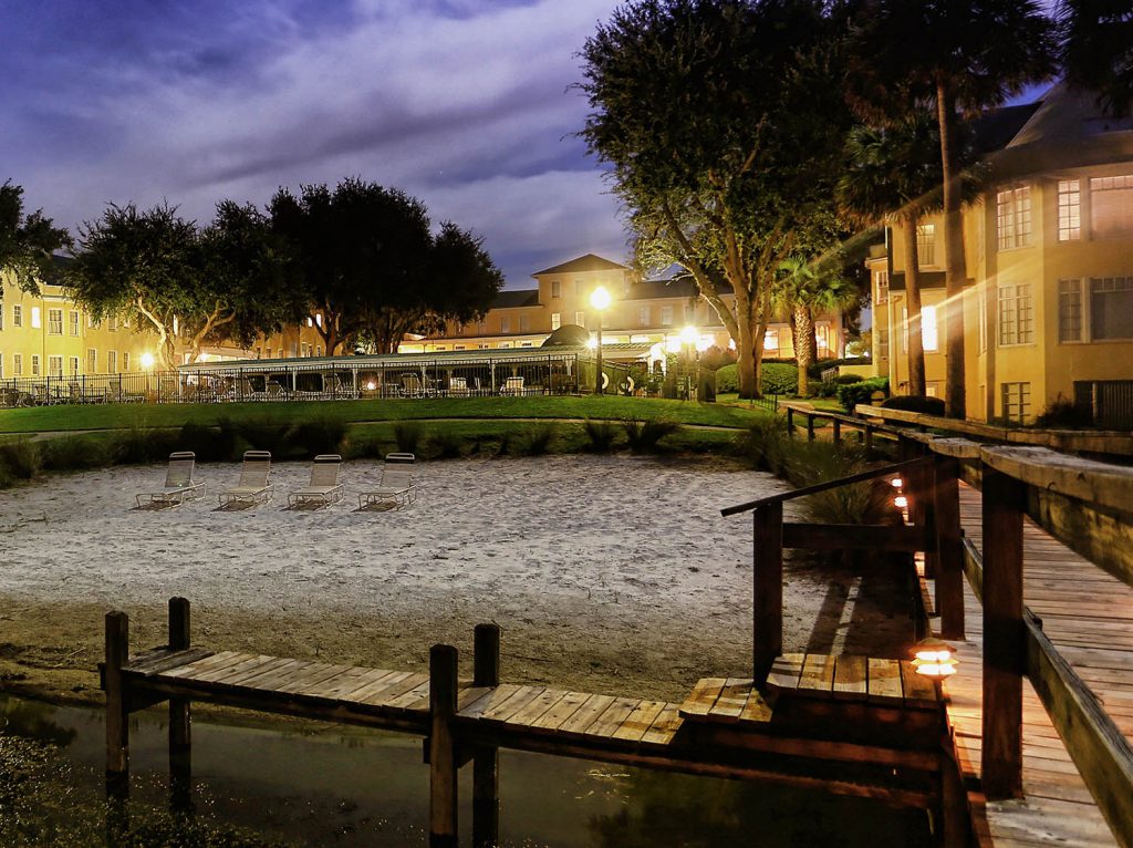 Sunset view of Lakeside Inn