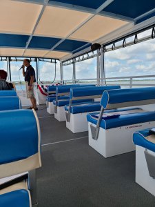 The boat captain provides a guided tour.