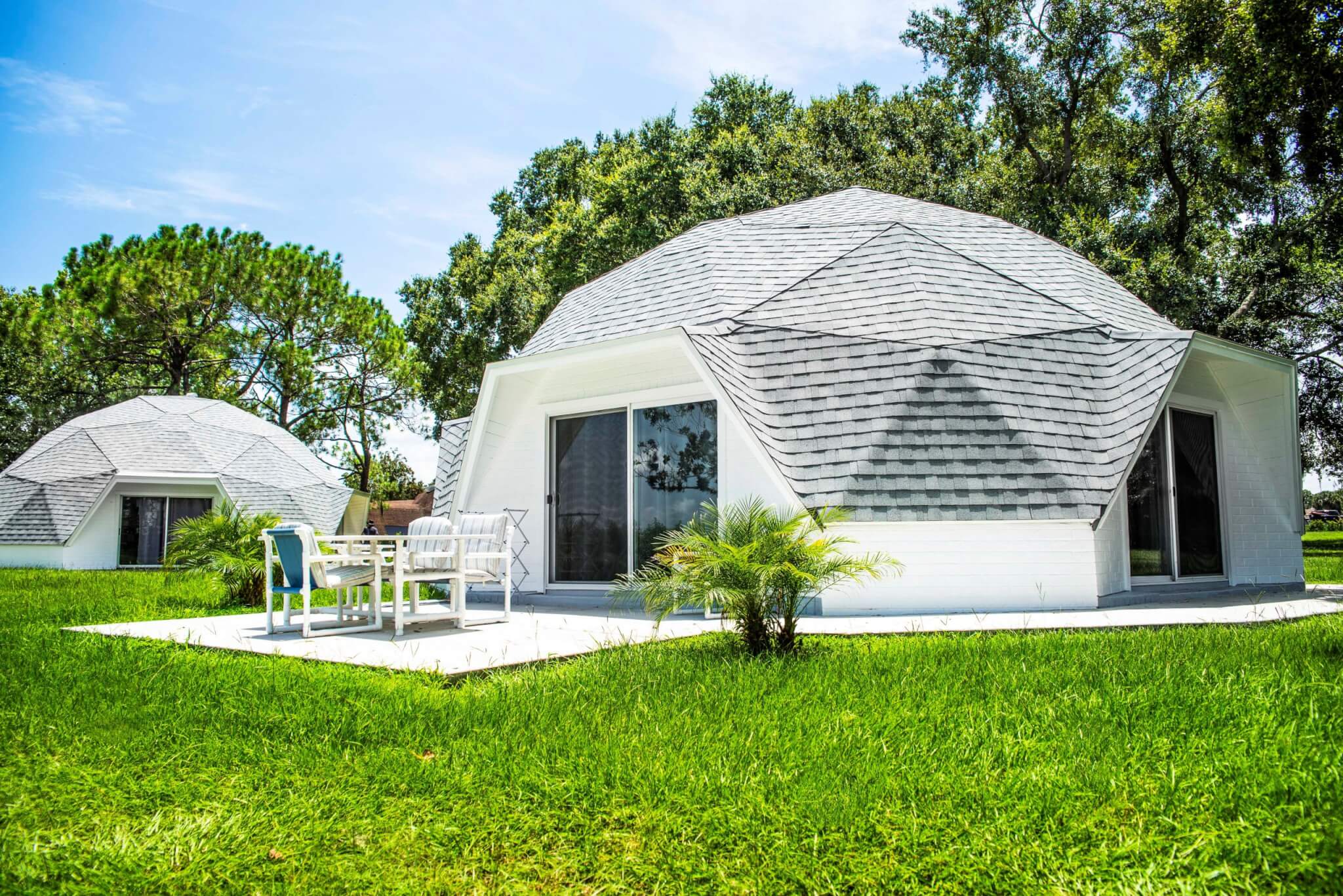 Two dome shaped homes that visitors can rent for vacations