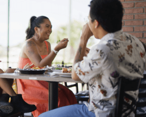 couple eating at puddle jumpers